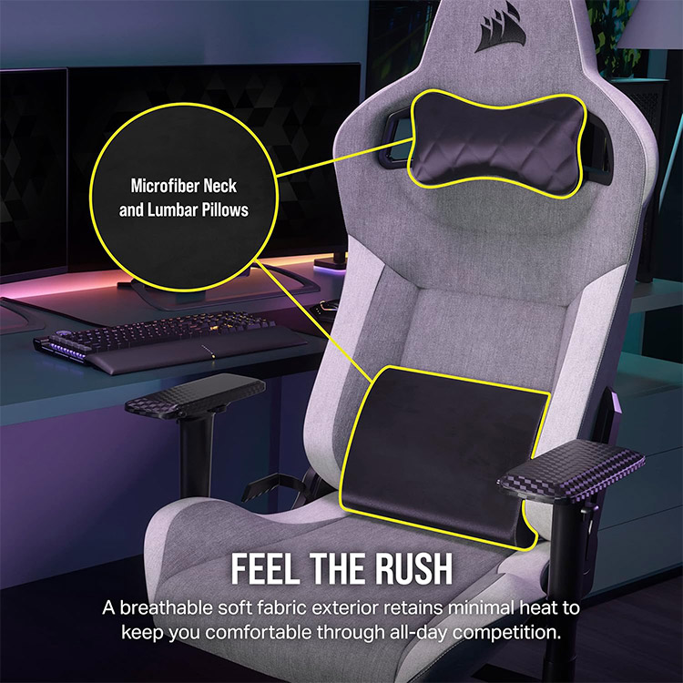 خرید صندلی Corsair T3 RUSH - خاکستری/سفید